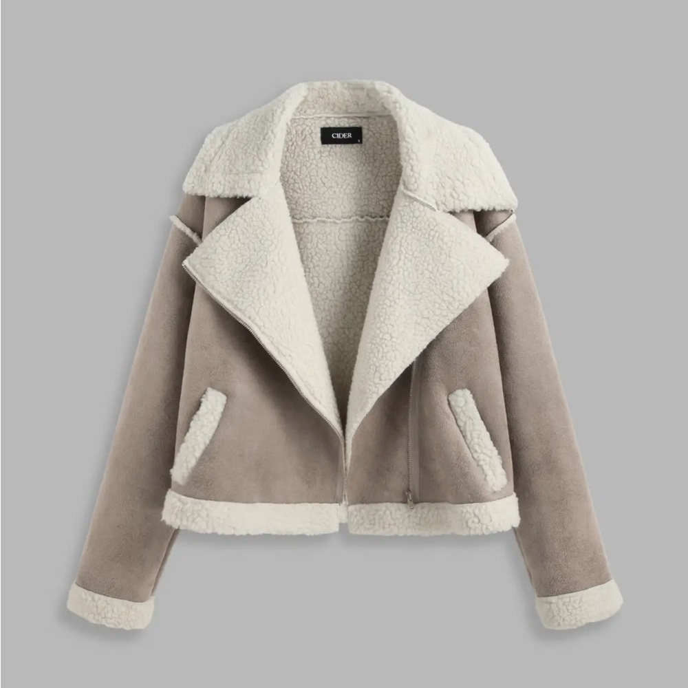 Cider Women's Tan Beige Faux Shearling Jacket
